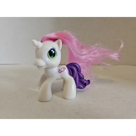 Hasbro Other - My Little Pony Unicorn Figure White‎ Pink Hair Purple Tail ~3" Toy